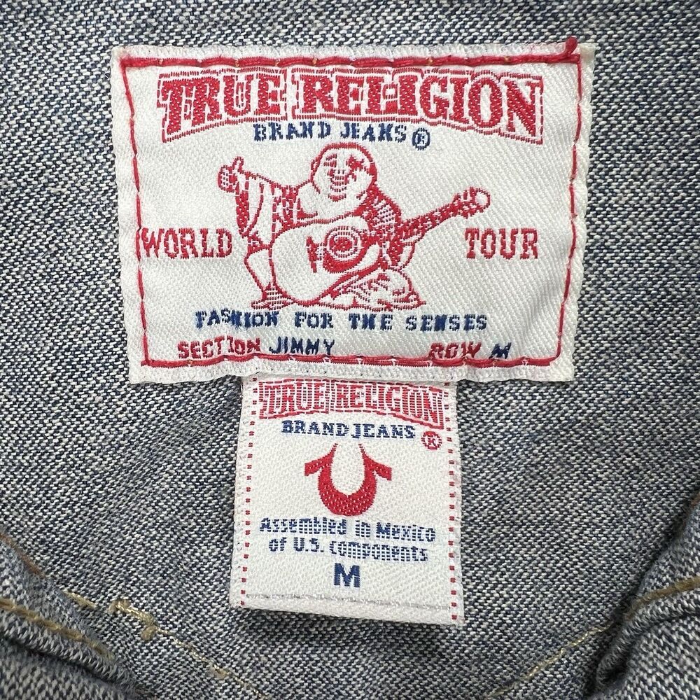 True Religion Denim Trucker Jacket Jimmy Women's Medium Distressed Y2K - Picture 5 of 14